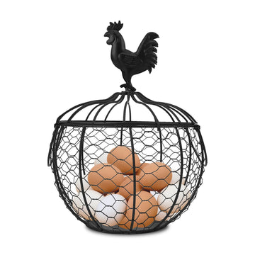 Wire Egg Basket for Gathering Fresh Eggs Collecting Basket With Handle, Decorative Egg Metal Basket for Counter