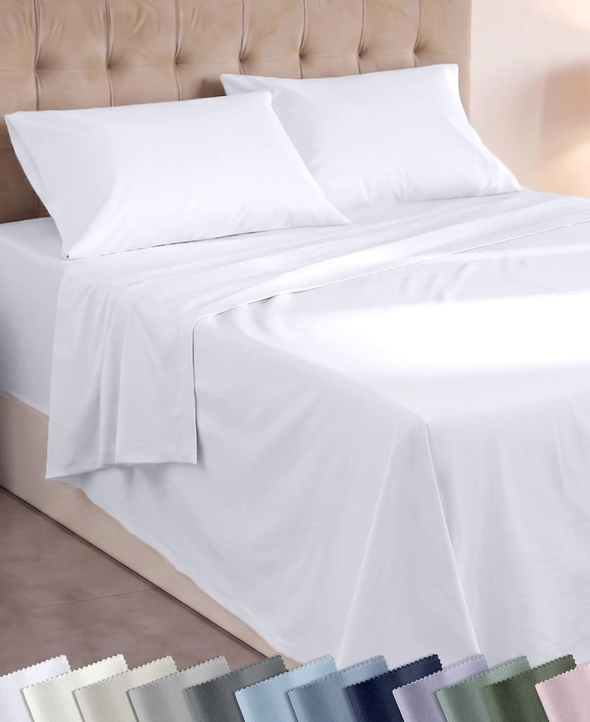 Super Soft 100% Cotton Twin Sheets, 3 Pc Set, White