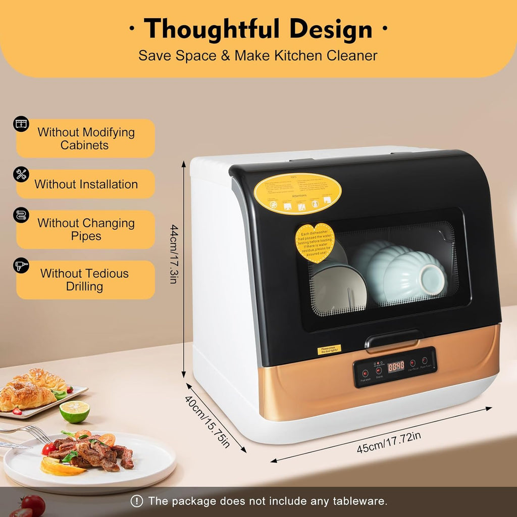 800W 110V Countertop Dishwasher, Portable Mini Dishwasher Full Panel Control Dish Washing Machine Compact intelligent