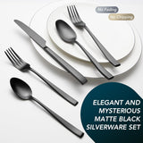 Matte Black Silverware Set, 40-Piece Premium Stainless Steel Black Cutlery Set for 8, Matte Flatware Sets