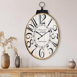 Large Wall Clocks, 29 Inch-High Oversized Oval French Vintage Farmhouse Design