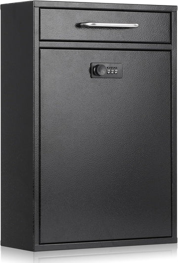Wall Mount Mailboxes with Combination Lock, Wall Mail Box with Lock, Hanging Secured Postbox, Security Key Drop Box