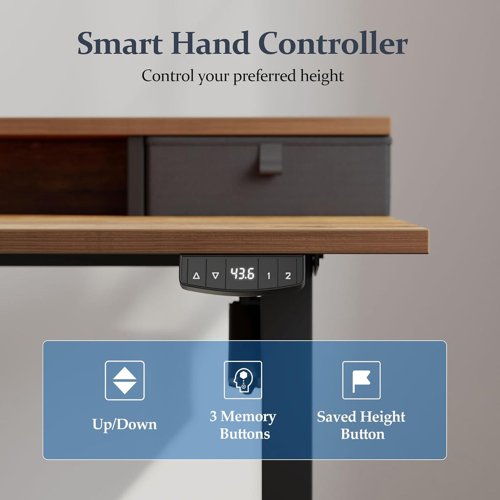 55 x24 Inch Electric Standing Desk with Drawers, Adjustable Height Small Sit Stand Desk , Compact Computer