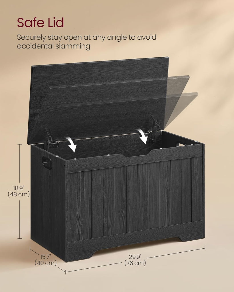 Storage Chest, 29.9 Inches Width Storage Bench, Entryway Bench with 2 Safety Hinges, Shoe Bench, Farmhouse Style