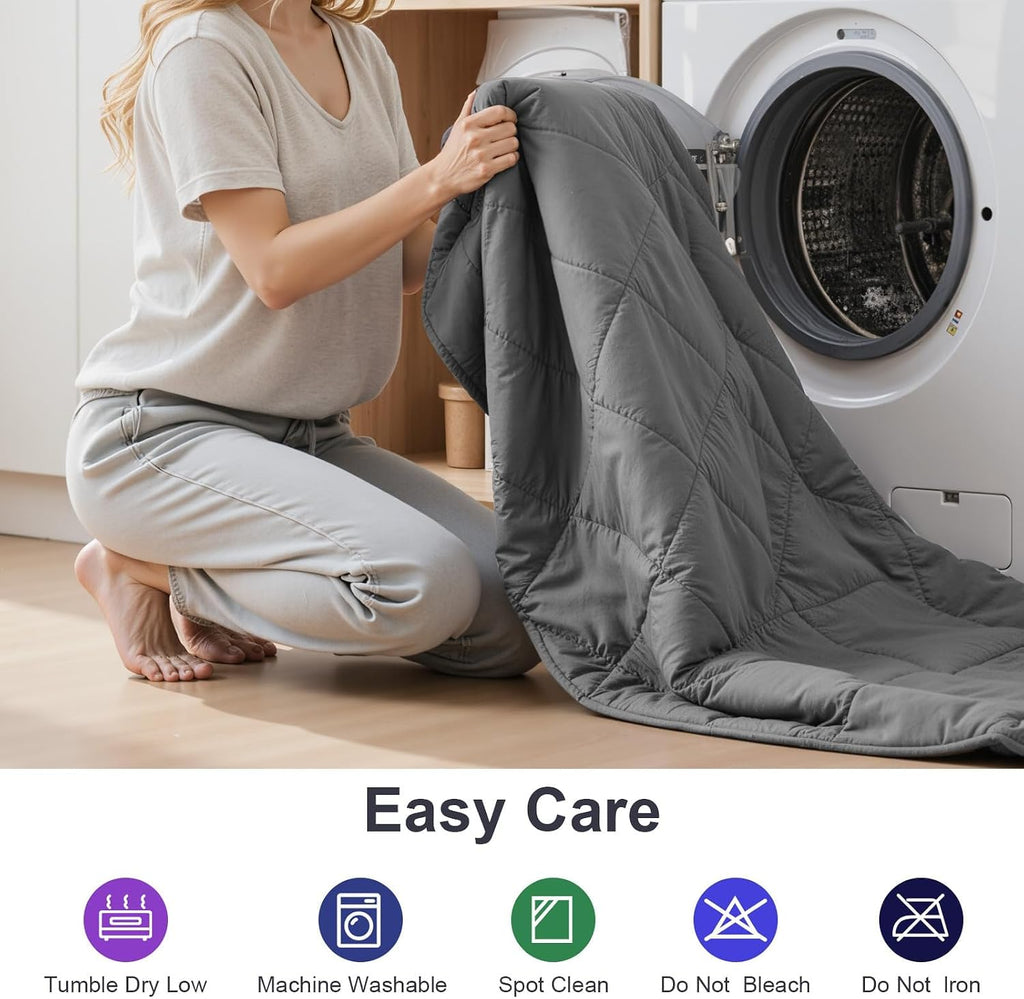 Weighted Blanket for Adults - 15lbs 60"x80" Cooling Heavy Throw for 120-160lbs with Premium Glass Beads - Soft Thick