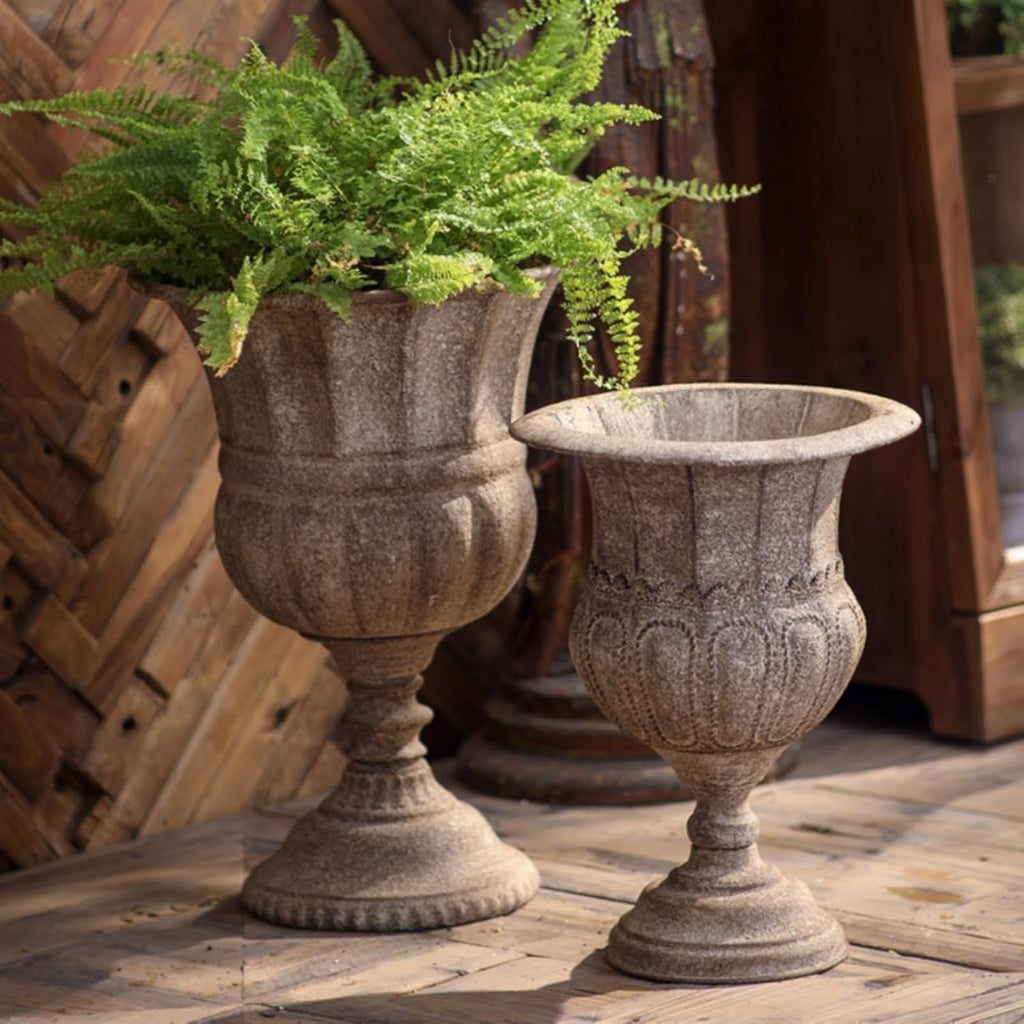 Outdoor Trophy Planter Urn Planter Pedestal Planter Pedestal Vase Garden Urn with Wide Flared Opening Narrow Neck and
