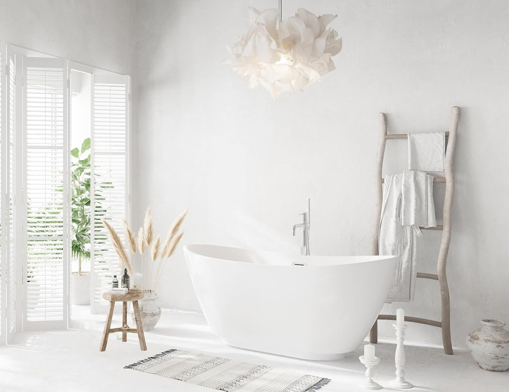 Elodie 67 Inch Soaking Bathtub, Modern Style, Glossy White