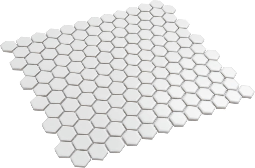 Hexagon Porcelain Tile White 10x12 Matte 8.36 sq ft/case 10-Pack - Set of 10