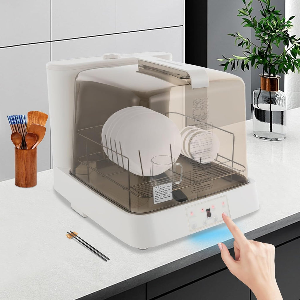 Portable Countertop Dishwasher, Mini Automatic Dishwashing with 1.59Gal Water Tank & 360° Rotating Spray & 3 Washing
