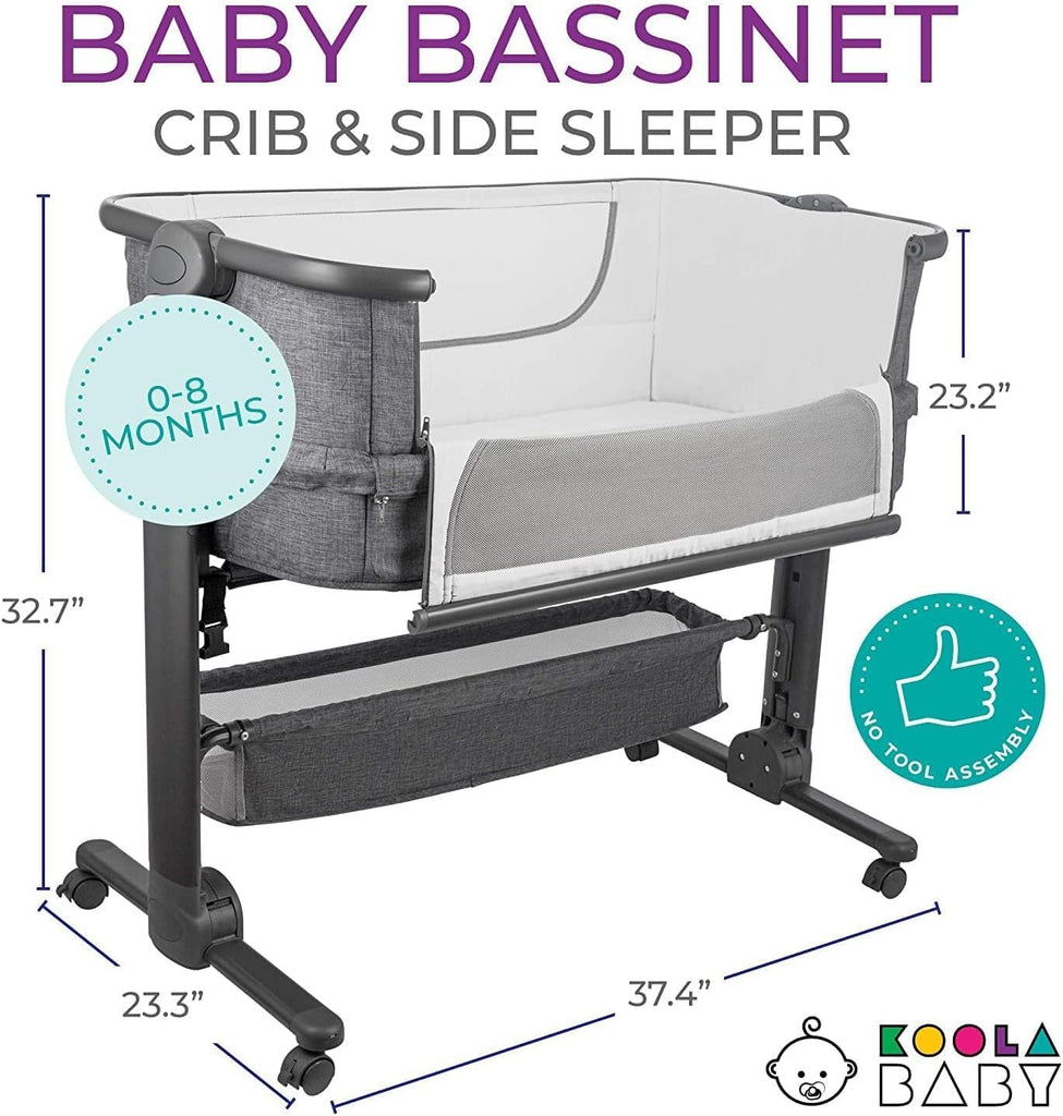 Bassinet, Bedside Sleeper for Baby, Easy Folding Portable Crib with Storage Basket for Newborn, Bedside Bassinet