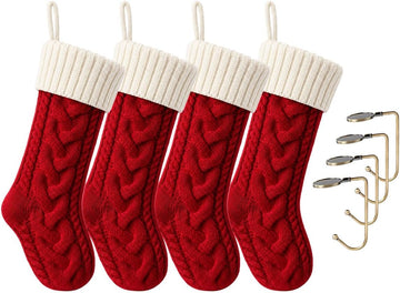 Christmas Stockings 18 Inches Classic Cable Knitted Set Large Classic Fireplace Hanging Stockings for Kids,Family