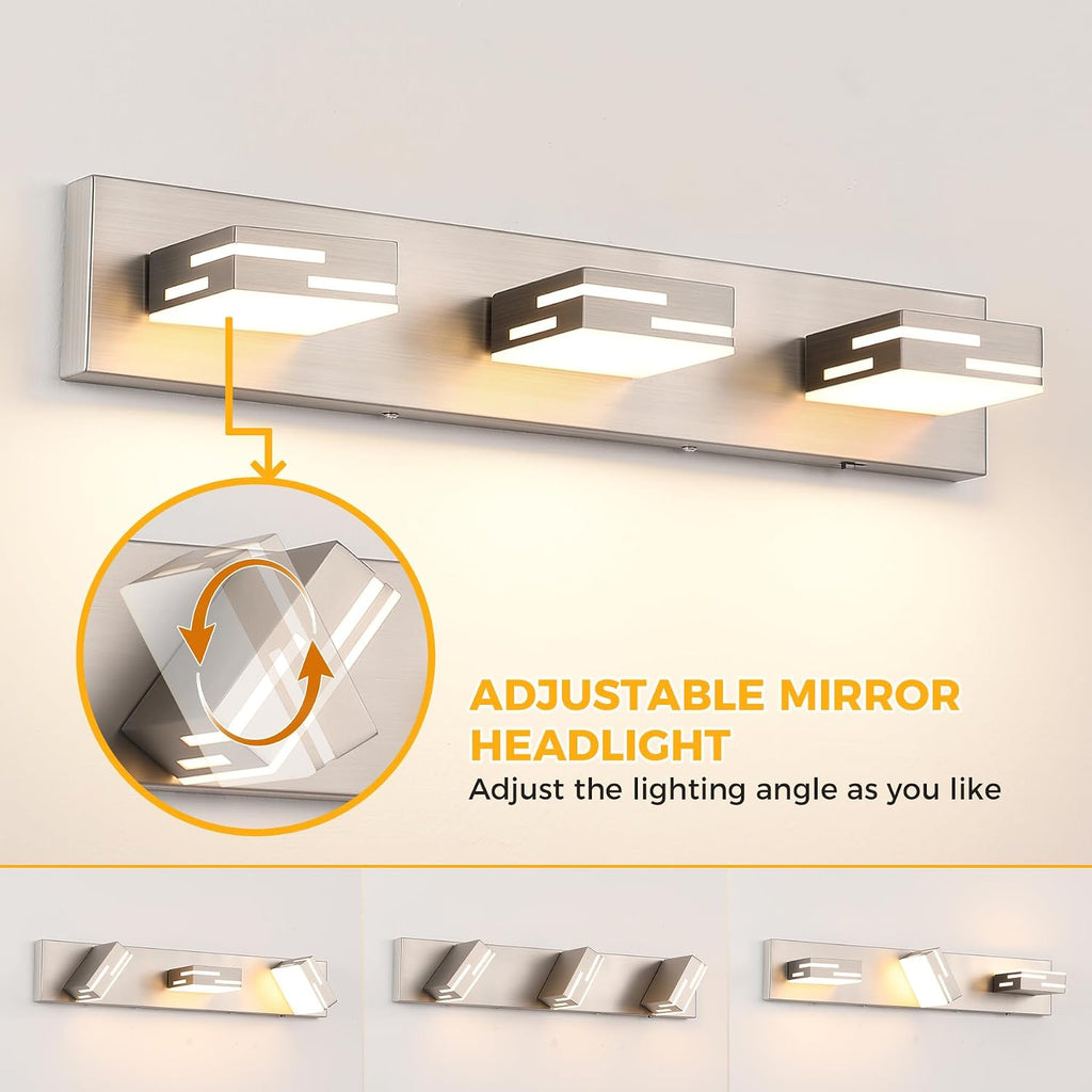 3-Light 5CCT Modern Bathroom Vanity Light Fixtures, 24-Inch 350° Rotatable LED Vanity Lights Over Mirror, Dimmable