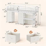 Low Loft Bed Twin with 7 Storage Drawers, Desk and LED Lights