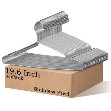 45 Pack 19.6" Extra Wide Stainless Steel Heavy Duty Hangers