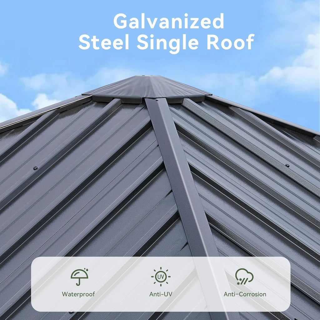 Hardtop Gazebo 10x10,Metal Frame Canopy with Galvanized Steel Roof
