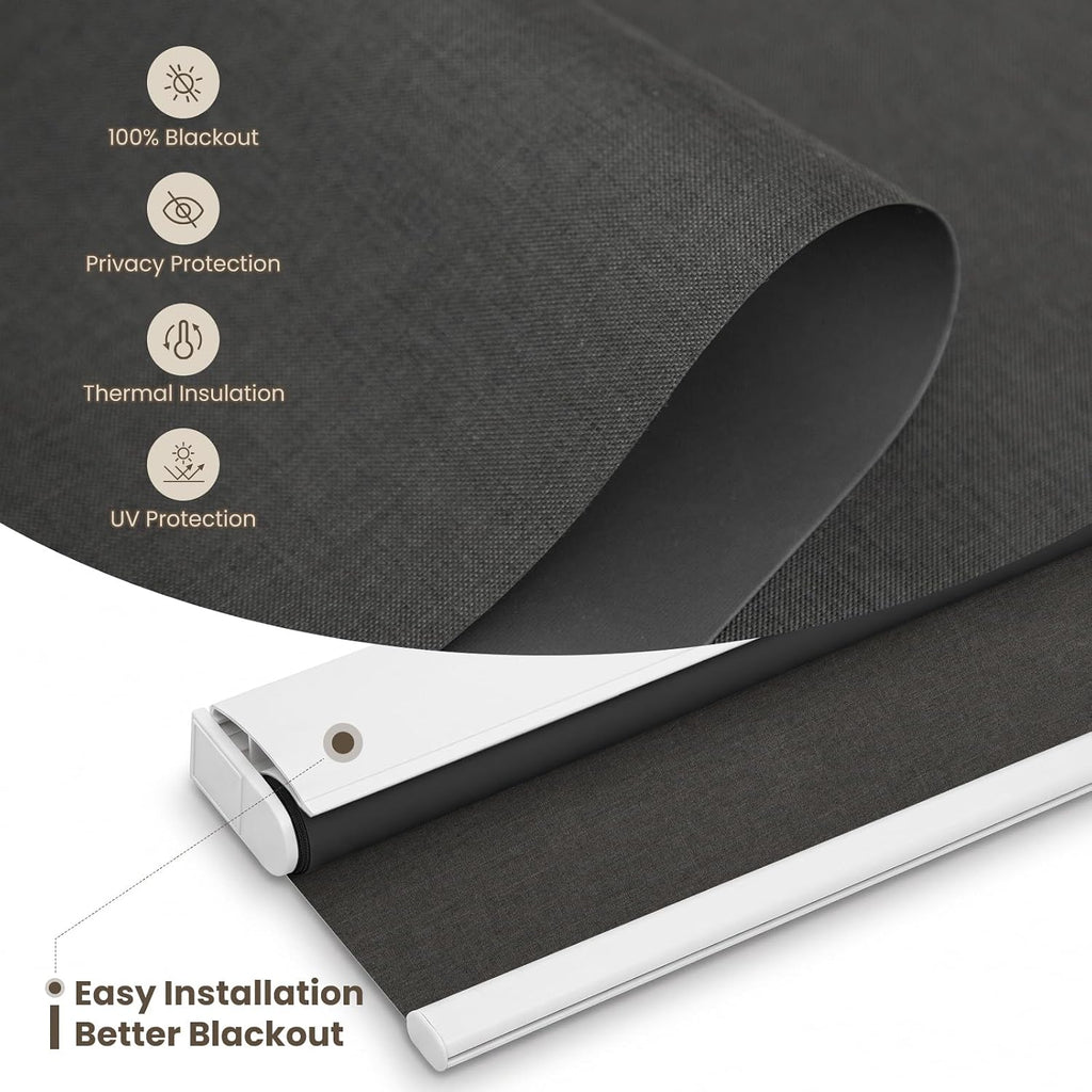 Motorized Blinds with Remote, Smart Roller Shades, Black, 23" x 72"