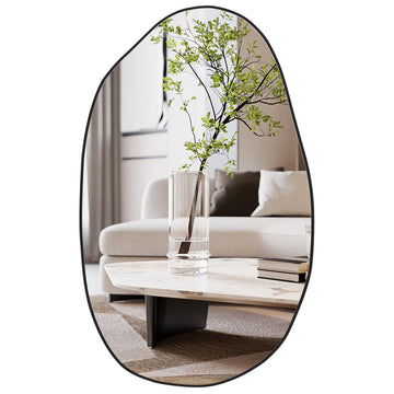 Irregular Wall Mirror Asymmetrical Mirror, Wall Mounted Mirror, Decorative Modern Wall Decor, (Black, 33.5''x20.5'')