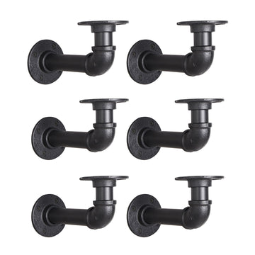 Industrial L Pipe Shelf Brackets for 6-12 in Depth Wood,5.5In 6 Pack