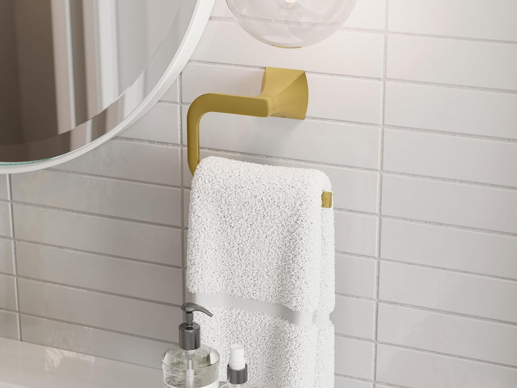 Bruxie Towel Ring, Hand Towel Holder , Wall-Mounted, Screw-in, Brushed Gold Finish, BRBBIE0BG