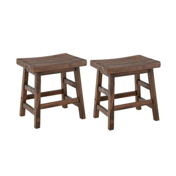 Pomona Solid Wood Bar Stool Set of 2, Rustic Brown, 20"