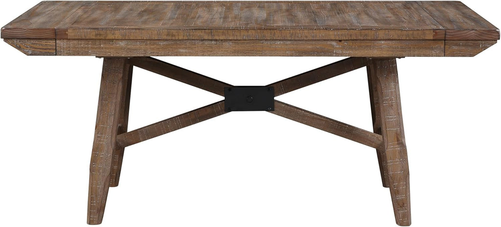 Furniture Riverdale Dining Table, 72"-84"-96" Rectangular Table with Two 12" Leaves, Asian Hardwood Solids, Rustic