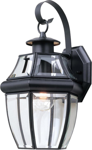 Lancaster Outdoor Wall Lantern with Clear Beveled Glass - Black