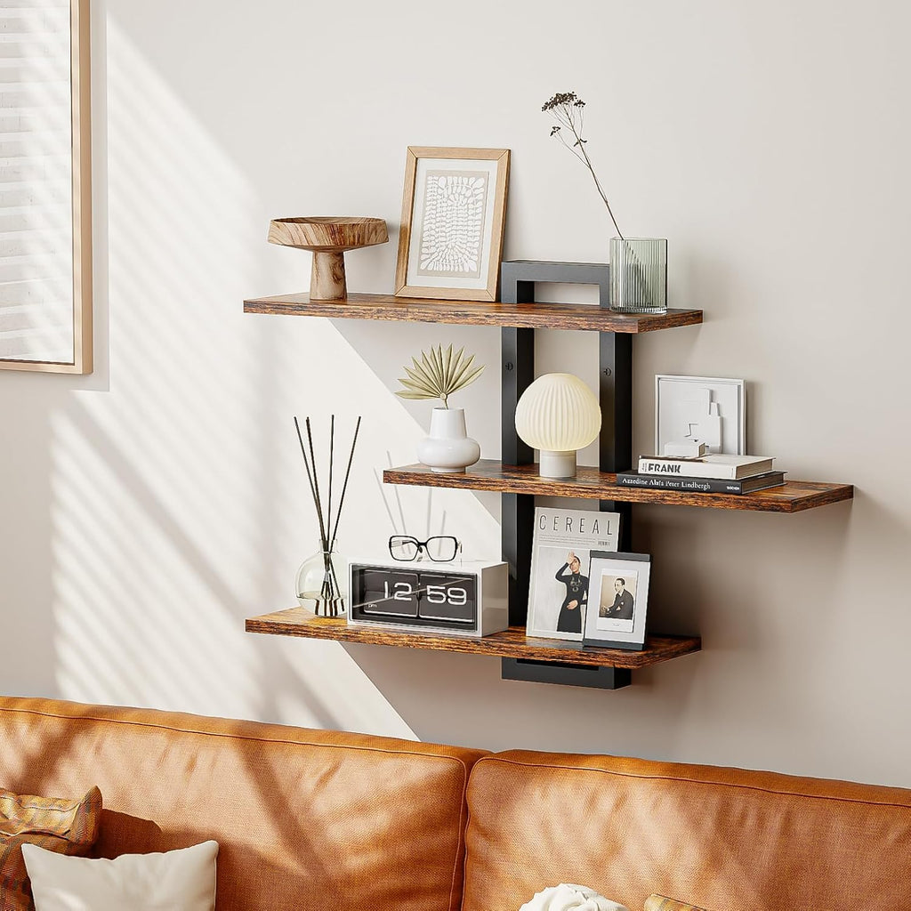 Floating Shelves for Wall, Wood Wall Shelves | 3 Tier Shelves for Wall Decor, Decorative Hanging Storage Shelf