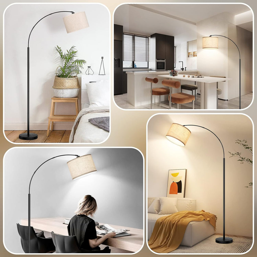 79'' Arc Floor Lamps, Modern Standing Lamp with Adjustable Hanging Drum Shade