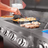 4-Burner Propane Gas Grill with Side Burner, 58,000 BTU Stainless Steel Grill with Cast Iron Grates and Built-In Thermometer for Patio and Backyard
