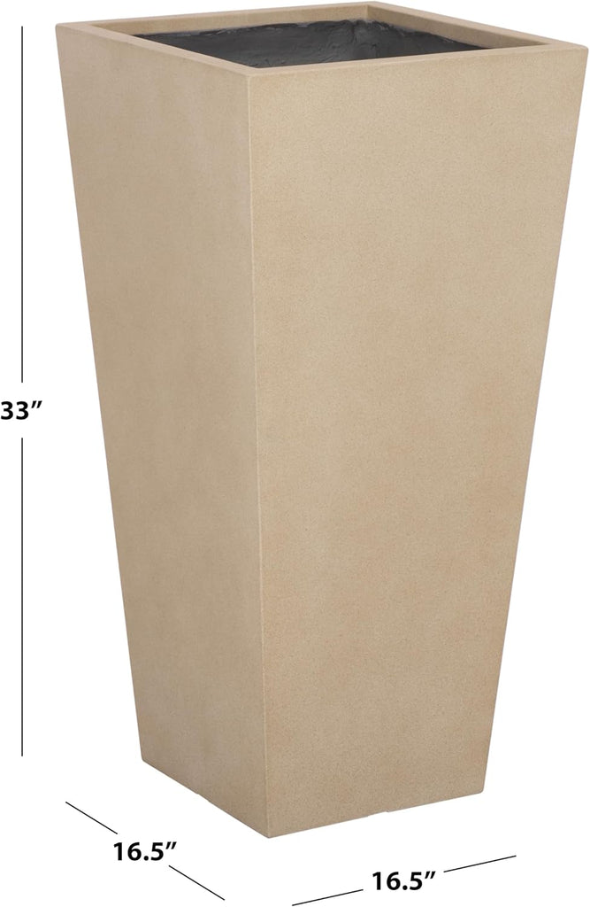 Outdoor Patio Furniture Collection - Paloma Large Beige Pedestal Planter, Fully Assembled Ficonstone Outdoor Planter
