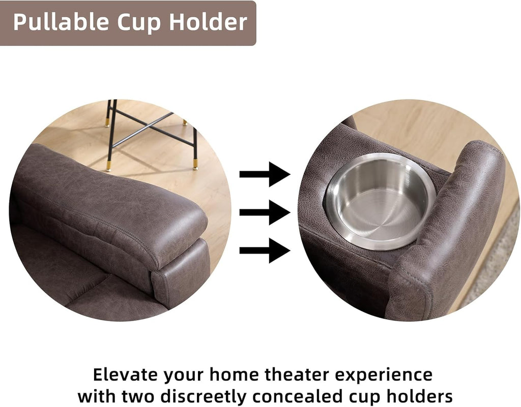 Leather Recliner Chair, Manual Recliner Chair for Adults with Overstuffed Arms and Back, Single Sofa Recliner with