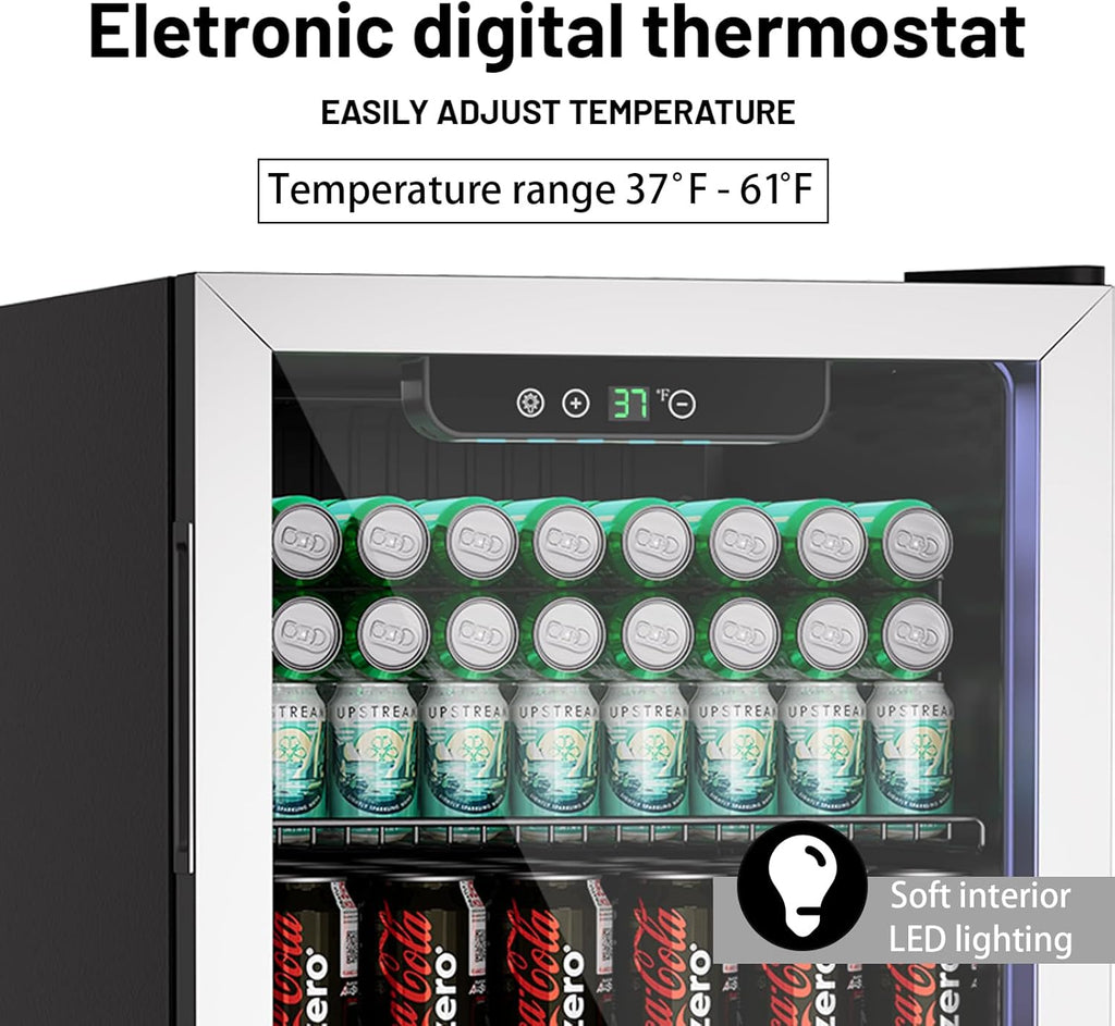 3.1 Cubic Feet Mini Fridge,110 Can Freestanding Beverage Refrigerator with Glass
