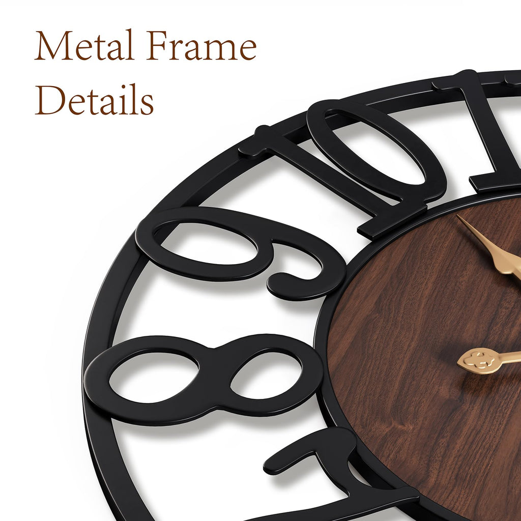32 Inch Large Wall Clock, Arabic Numeral Wood Oversized Wall Clock