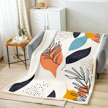 Polka Dot Printing Blankets,Abstract Palm Leaf Throw Blanket for Kids Girls Women Teens Room Decor,Modern Art Fleece