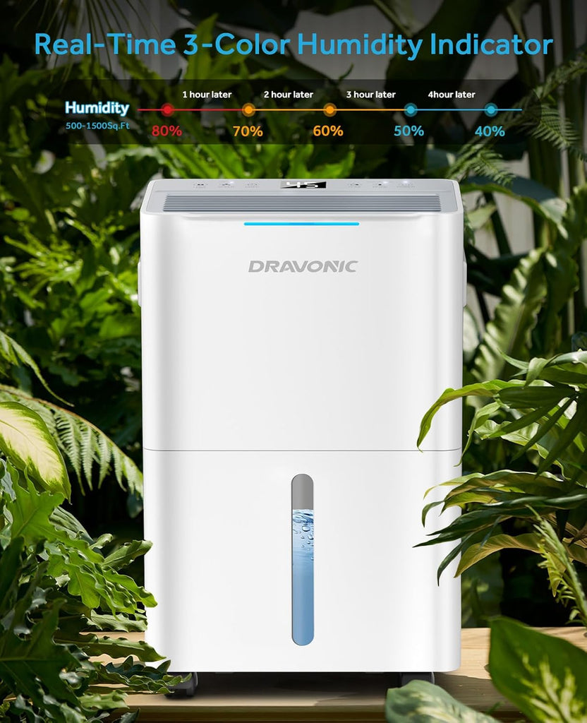 21 Pints Dehumidifier for Basement, 1500 Sq. Ft Dehumidifiers for Home with Drain Hose