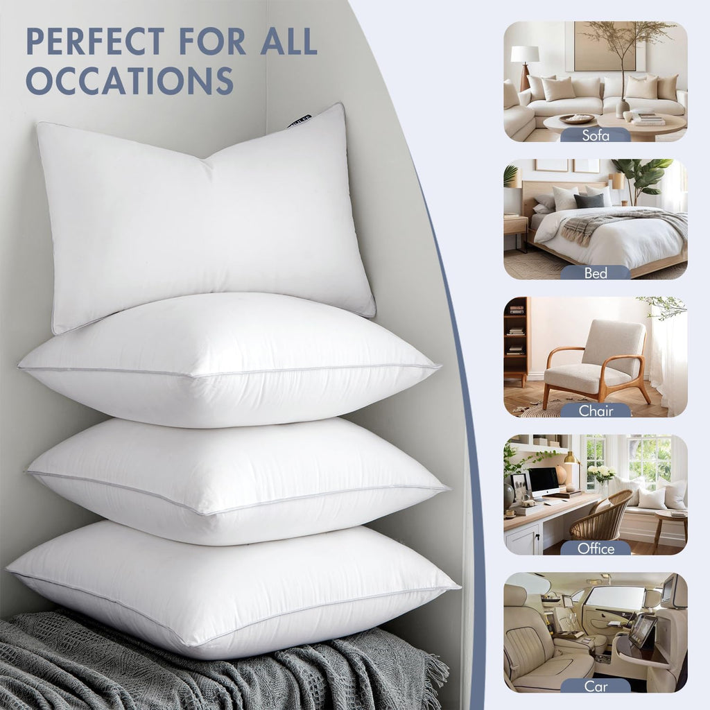 20 x 20 Pillow Inserts () -Throw Pillows for Couch Sofa with 100% Cotton Covers - Set of 2
