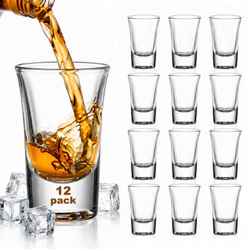 12 Pack 1oz Shot Glasses Set, Clear Shot Glass bulk with Heavy Base