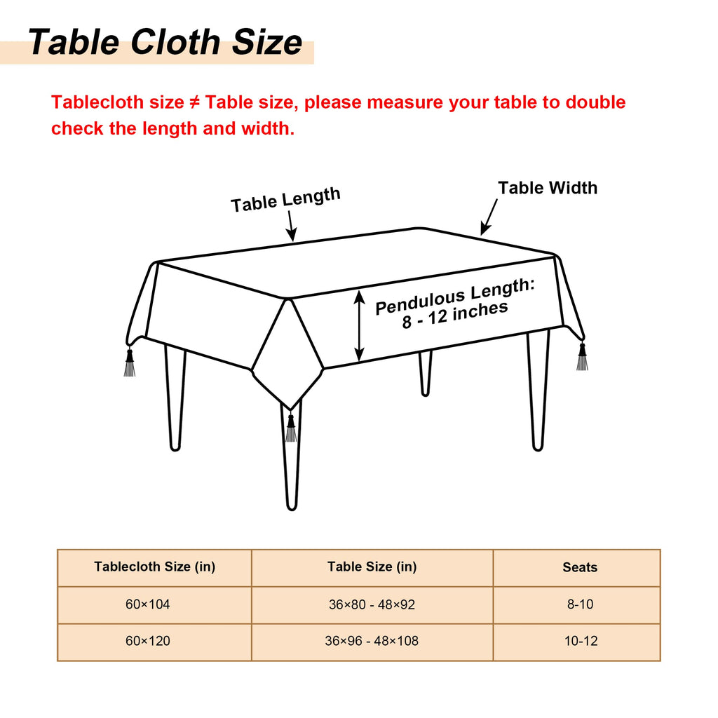 Luxury Rectangle Fabric Tablecloth 60x104 Inch, Black