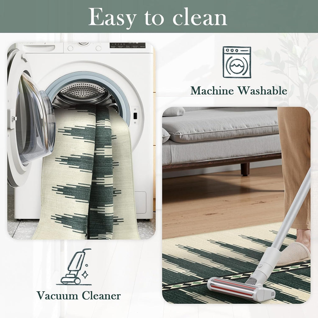 Modern Washable Rug Runner for Hallway, Soft Kitchen Runner 2.5x10 Ultra-Thin Non Slip Runner Rug, N