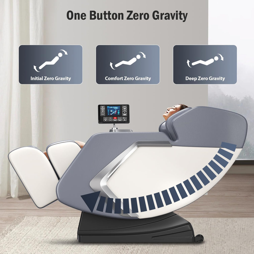 Full Body Massage Chair Zero Gravity Recliner, 8 Fixed Rollers with Heating Function & Auto Mode Use