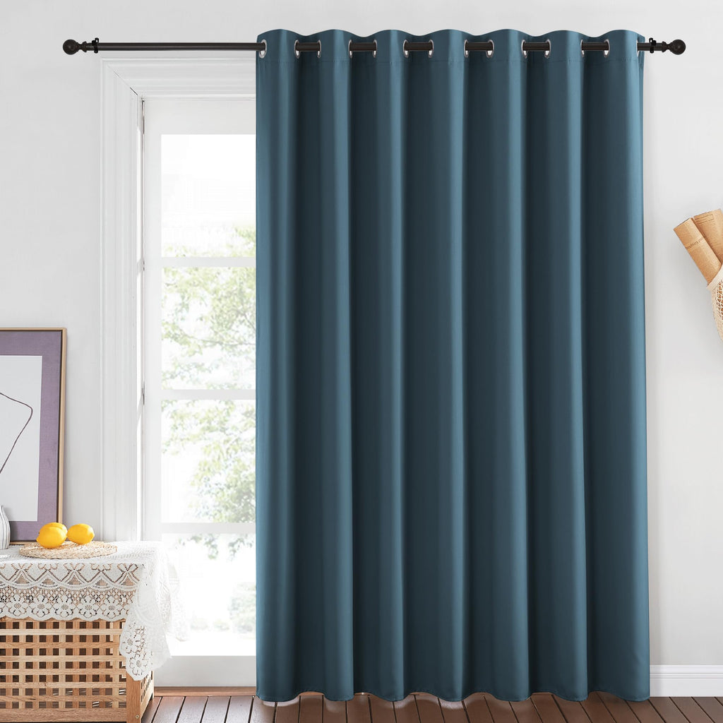 Window Treatment Sliding Door Curtain - Thermal Insulated Width Solid Blackout Patio Glass Door Drape, Extra Wide