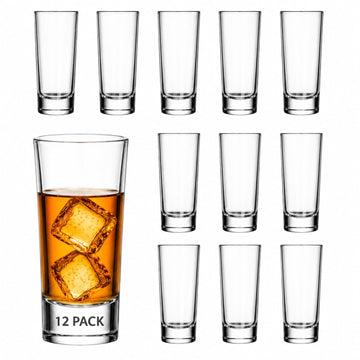 12 Pack 2 OZ Tall Shot Glasses Bulk with Heavy Base