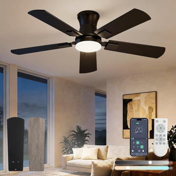 42 inch ceiling fan with light, Low Profile Ceiling Fan with Light, App&Remote Control, Dimmable LED Light