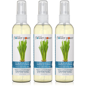 Air Freshener Spray | Lemongrass 4 Fl Oz | Pack of 3 | Scented w/ Pure Essential Oils | Non-Aerosol Plant-Based Odor