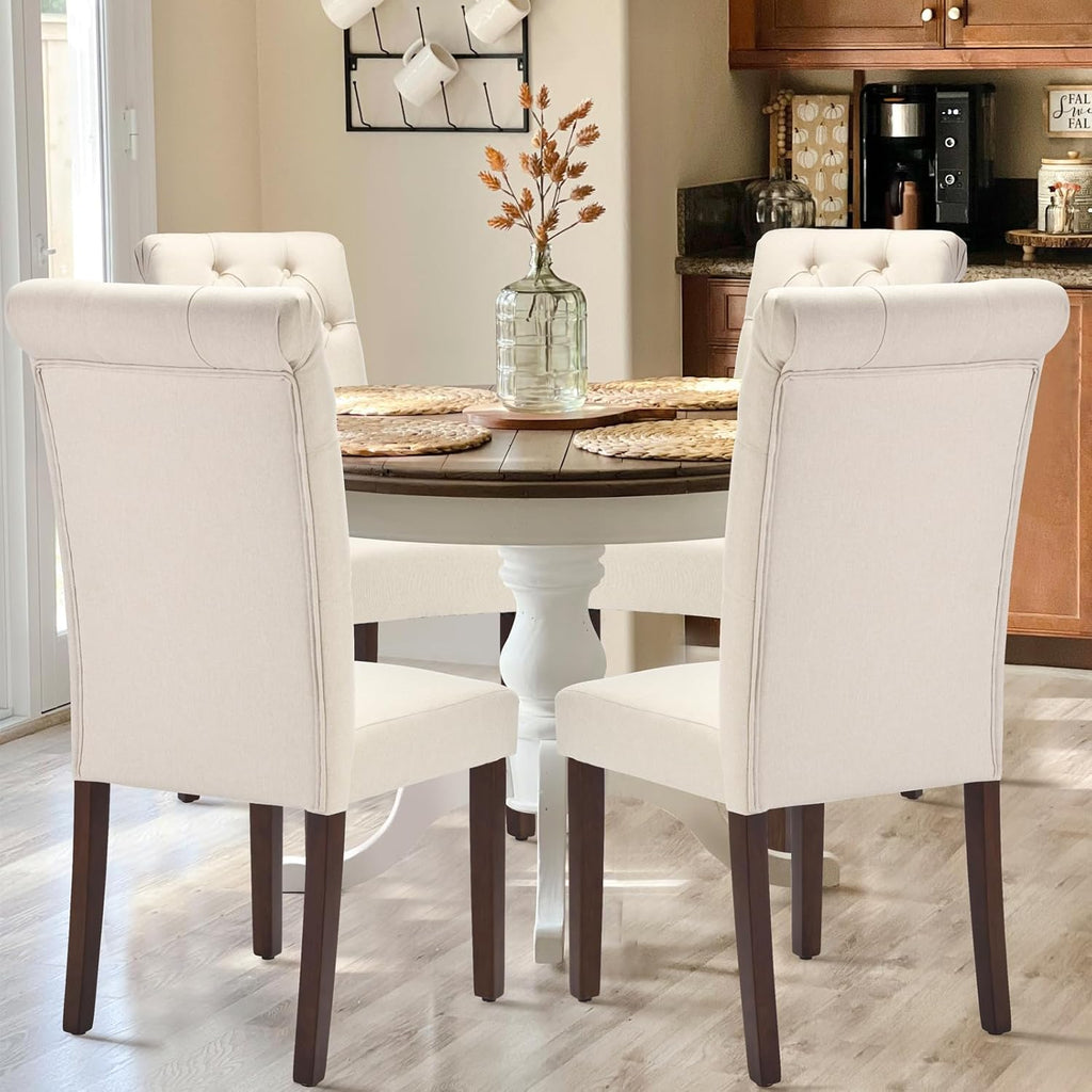 Tufted Dining Chairs Set of 2, Accent Parsons Diner Chair Upholstered Fabric Stylish Kitchen Chairs with Solid