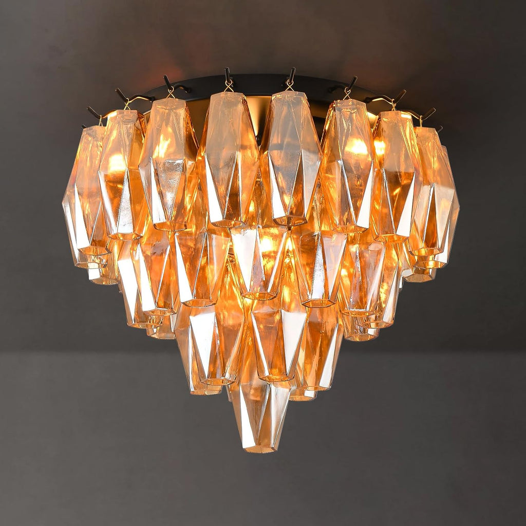 Modern Black Ceiling Light for Dining Room, Black Flush Mount Ceiling Lighting for Living Room, 4-Light Round Light Fixtures Chandelier for Bedroom, 17'' Semi Flush Mount Lights for Bathroom, Foyer A118-B0DXDSH4JD