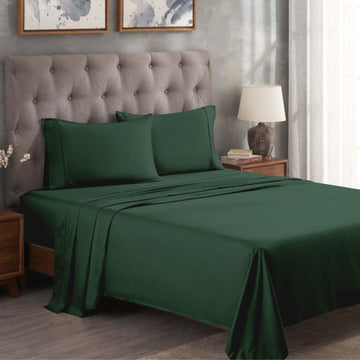Egyptian Cotton 300 Thread Count Bed Sheet Set, 1 Elastic Deep Pocket Fitted Sheet, 1 Flat Sheet, 2 Pillowcases