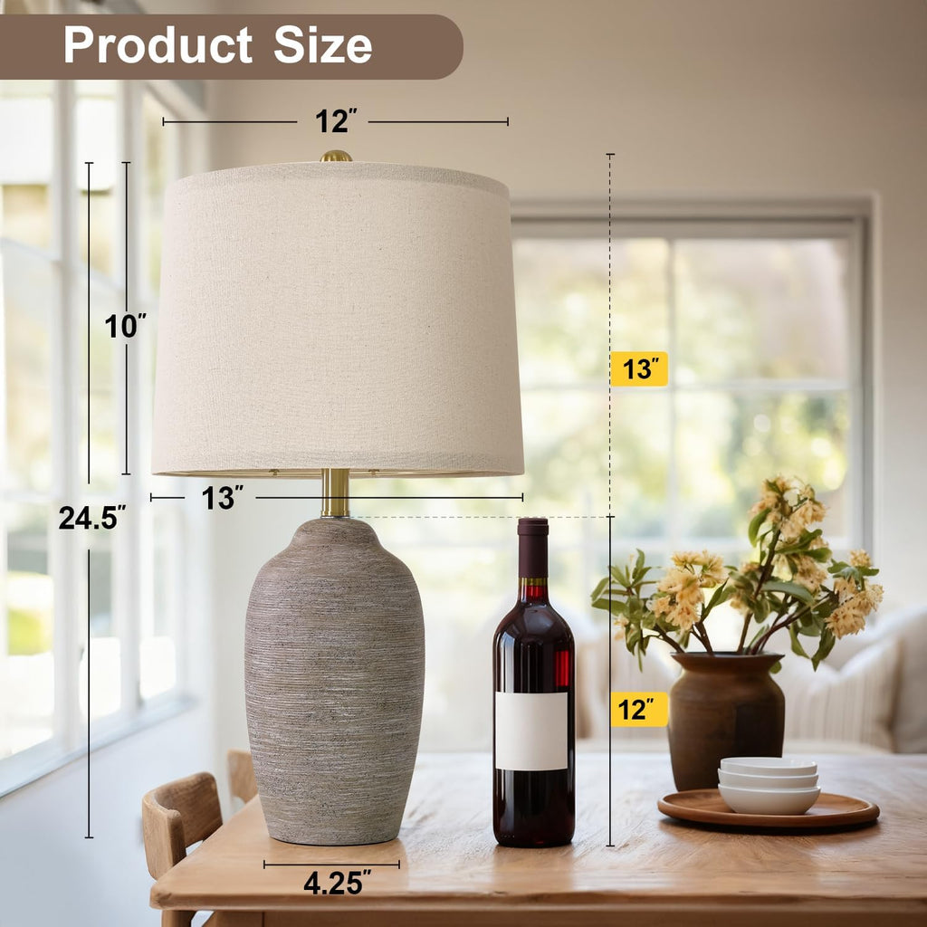 24.5" Handcrafted Ceramic Table Lamp with 5FT Cord