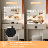 Vanity Mirror with Lights, Hollywood Lighted Makeup Mirror with 15 Dimmable Bulbs and 10X Magnification, 3 Colors