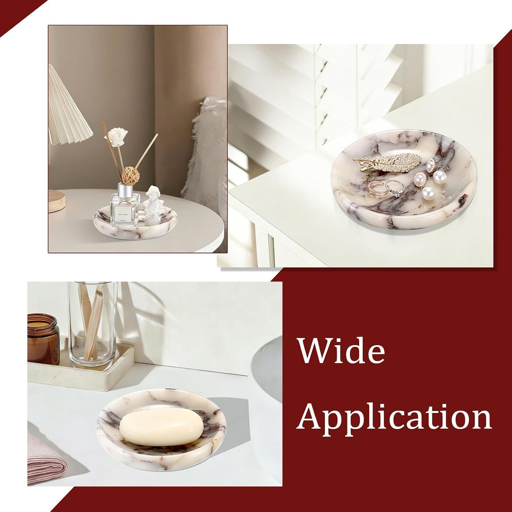 Decorative Key Holder Table Round Key Bowl Marble Nightstand Organizer for Candle Jewelry Tray for Earrings Necklaces